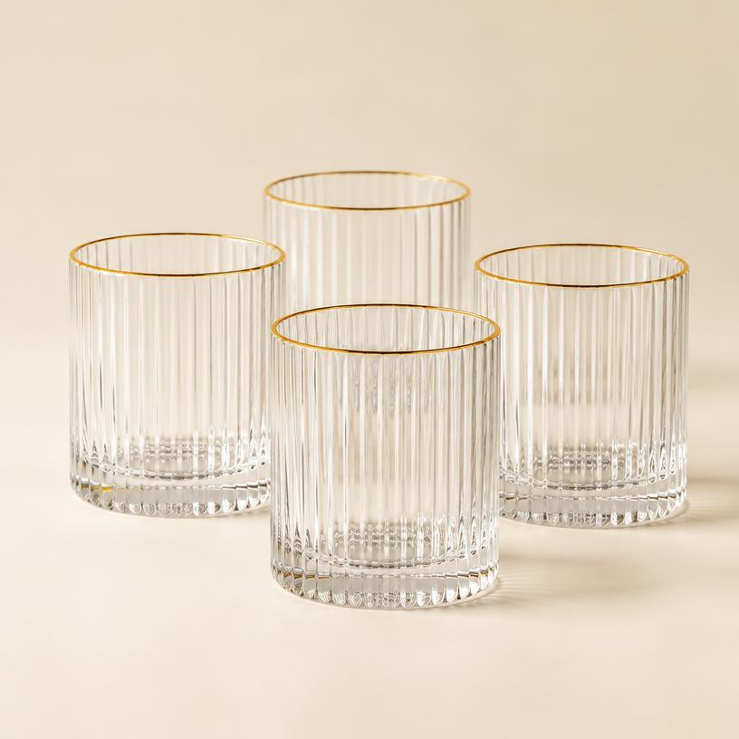 Fluted Gold-Rim Tumbler (Set of 6)